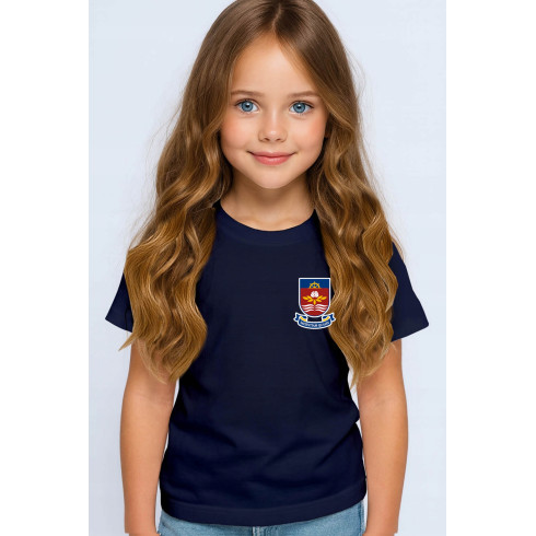 Koszulka bawełniana granat 7-8 SP +...