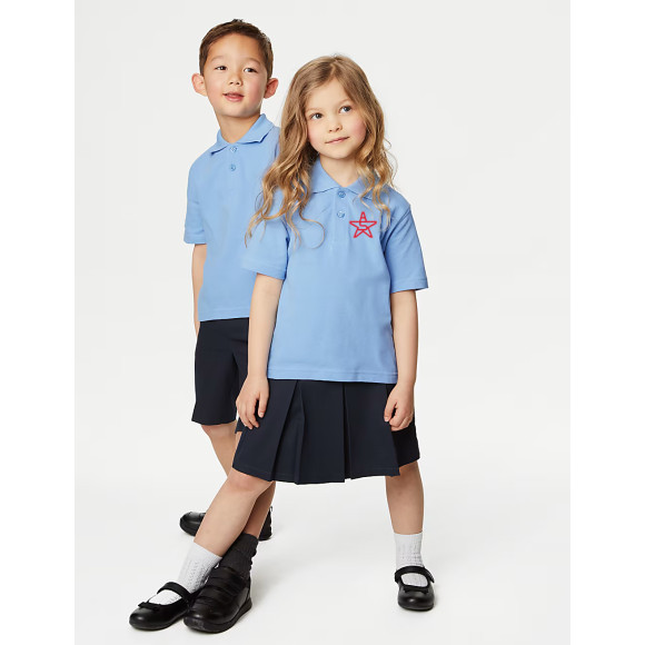 Sky blue school short sleeve polo ASW