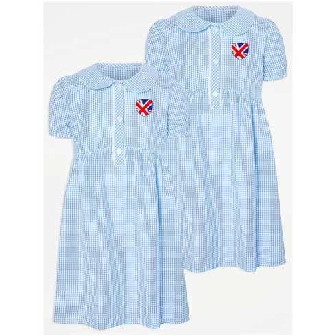 Gingham light blue Dress British Lodz