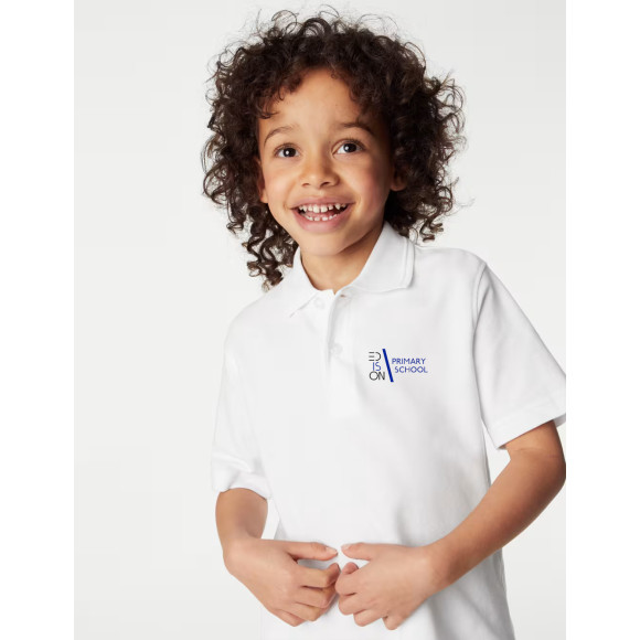 White school short sleeve polo Edison